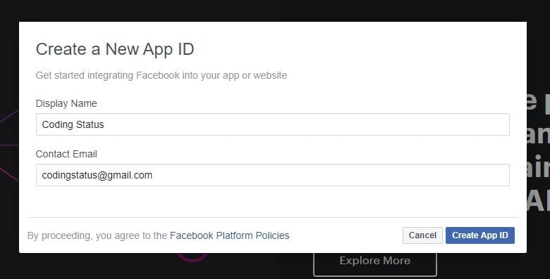 facebook app details