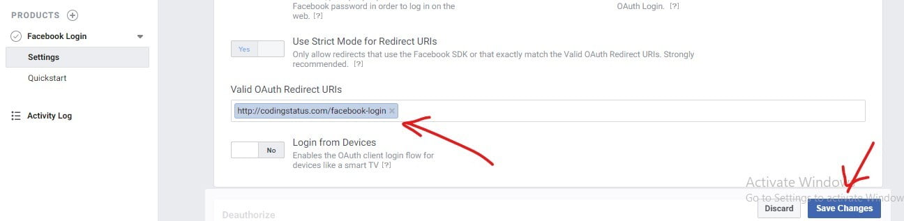 facebook app for facebook-login-page
