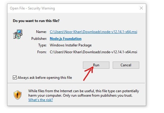 download & install node.js 