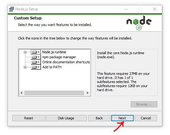 download & install node.js 