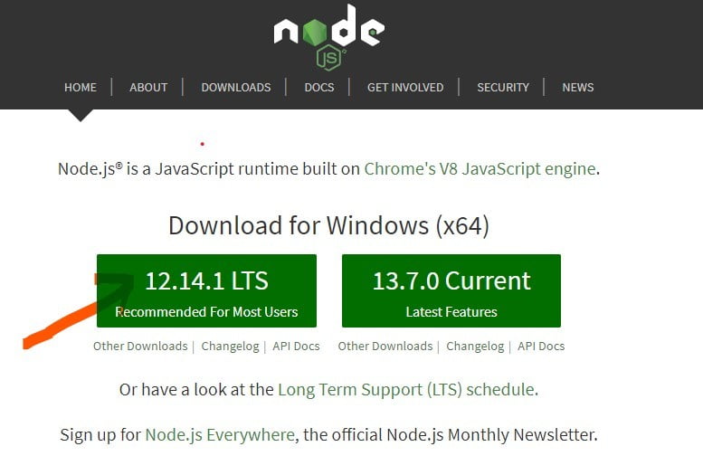 download & install node.js 