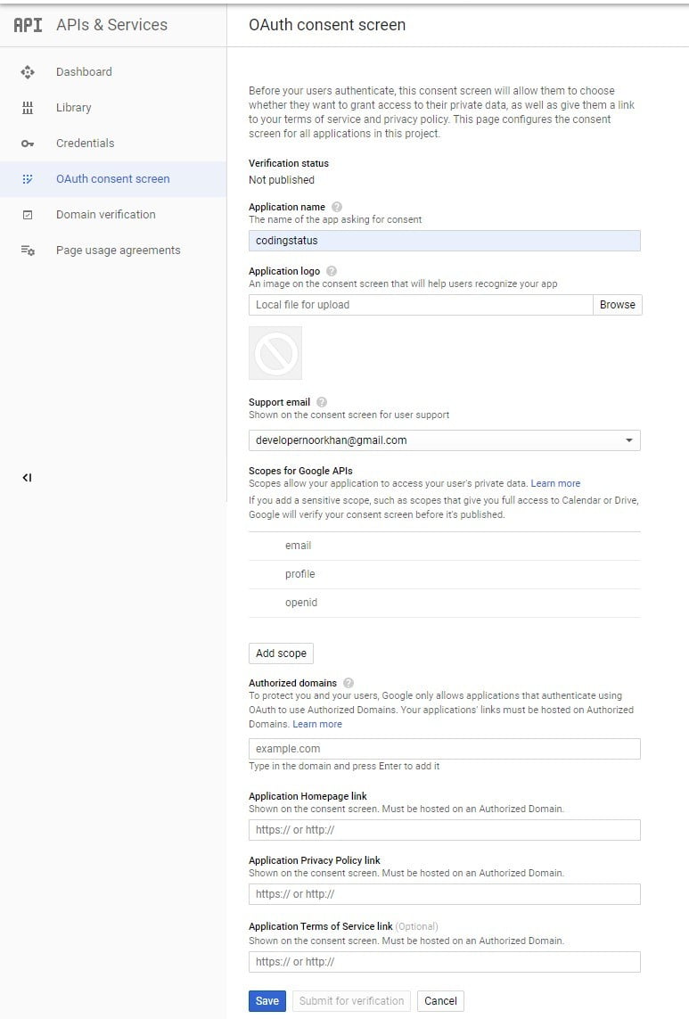 google project console