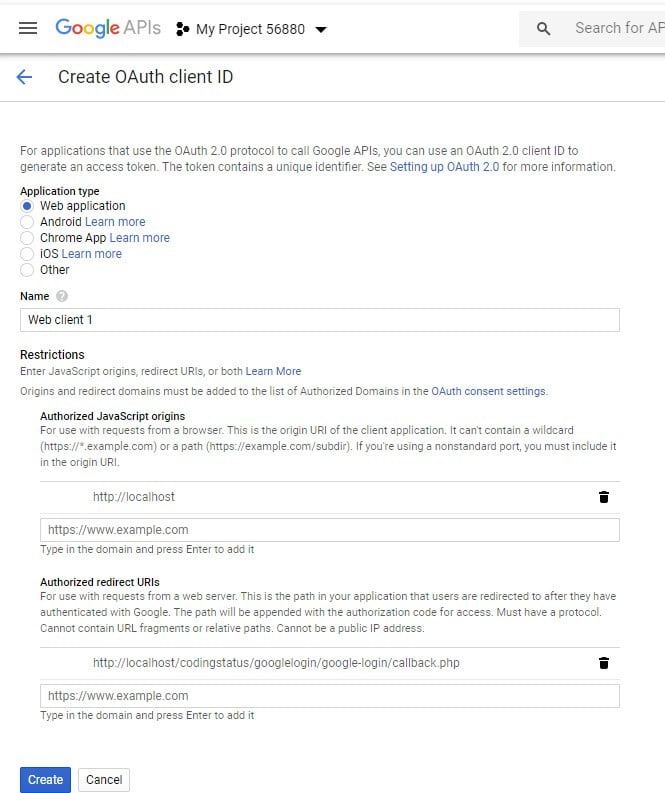google project console