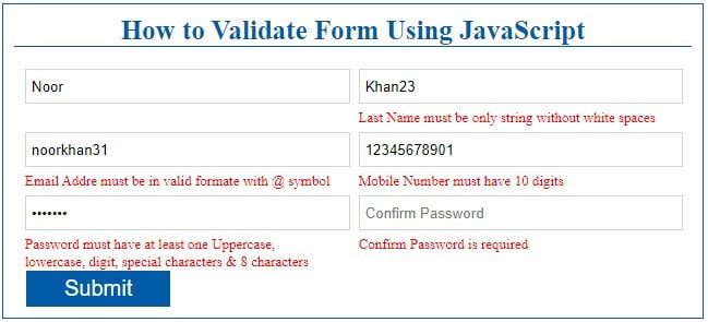 javascript form validation