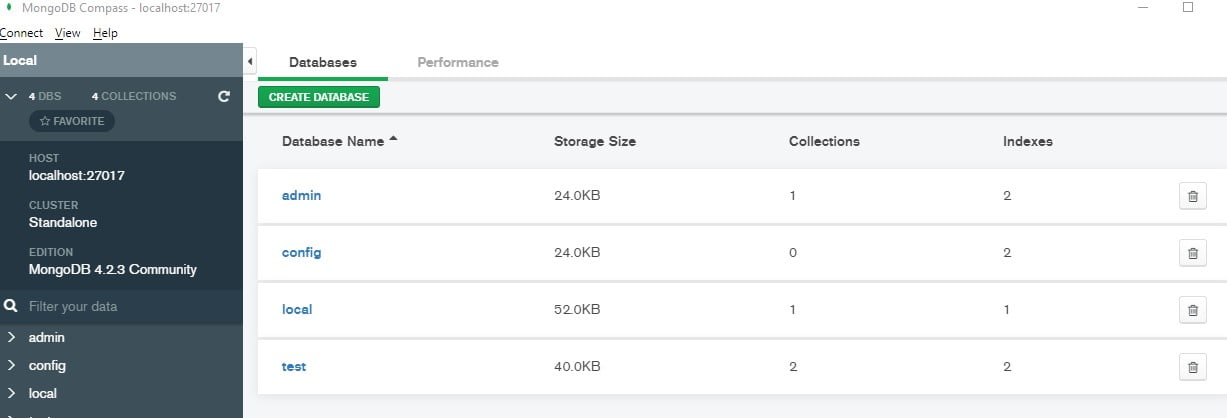 mongodb compass connect to localhost