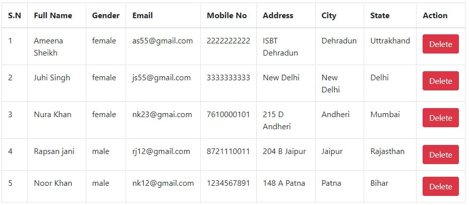 delete data using php & Mysql
