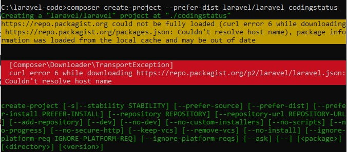 laravel installation error 1